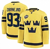 Men's Sweden #93 Mika Zibanejad Yellow 2025 4 Nations Face-Off Premium Stitched Jersey Dzhi,baseball caps,new era cap wholesale,wholesale hats